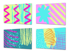 Conjunto de tablas para picar - 4 Tablas de cortar decorativas: Serie de pintura abstracta MD09: Pinturas de colores
