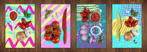 Conjunto de tablas para picar - 4 Tablas de cortar decorativas: Serie de pintura abstracta MD09: Pinturas de colores