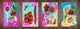 Set von vier dekorativen Schneidbrettern aus Glas – Servierplatten – Käsebretter; MD09 Abstract painting Series: Hand Drawn Paints