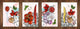 Set di taglieri – Set di quattro taglieri antiscivolo; MD06 Serie di fiori:Fiori di peonia bohémien