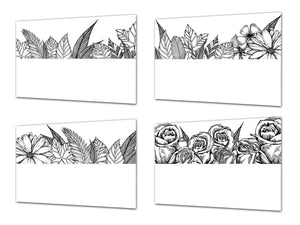 Set di taglieri – Set di quattro taglieri antiscivolo; MD06 Serie di fiori: Schizzo di fiori