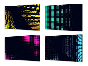 Set di 4 taglieri in vetro temperato dal design moderno; MD01 Serie di arte geometrica: Punti al neon