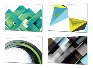 Set di 4 taglieri in vetro temperato dal design moderno; MD10 Serie di arte geometrica: Set vettoriale