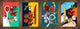 Conjunto de tablas para picar - 4 Tablas de cortar decorativas: Serie de pintura abstracta MD09: Gráfico de moda
