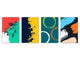 Set von vier dekorativen Schneidbrettern aus Glas – Servierplatten – Käsebretter; MD09 Abstract painting Series: Trendy graphic