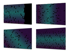 Conjunto de tablas para picar: Serie de arte geométrico MD10: Líneas onduladas de neón