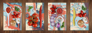 Set da quattro taglieri decorativi in vetro – Piatti da portata – Taglieri da formaggio; MD09 Serie di pittura astratta: Pittura astratta