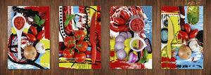 Set of four Decorative Glass Cutting Boards – Serving platters – Cheese Boards MD09 Abstract painting Series:Contemporary painting