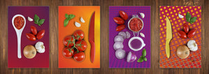 Set of 4 Chopping Boards from Tempered Glass with modern designs; MD10 Geometric Art Series:Illustrations of Movements