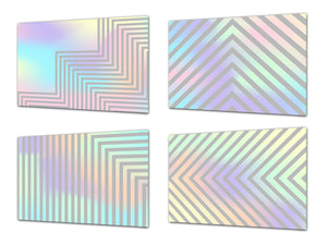 Set of 4 Chopping Boards from Tempered Glass with modern designs; MD10 Geometric Art Series:Geometric gradients