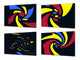 Set da quattro taglieri decorativi in vetro – Piatti da portata – Taglieri da formaggio; MD09 Serie di pittura astratta: Colore liquido