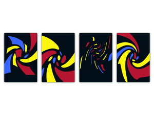 Set von vier dekorativen Schneidbrettern aus Glas – Servierplatten – Käsebretter; MD09 Abstract painting Series: Liquid color