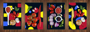 Set of 4 Chopping Boards from Tempered Glass with modern designs; MD10 Geometric Art Series:Geometricc Avant-garde
