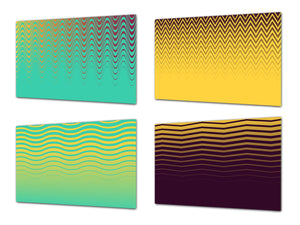 Set von 4 Hackbrettern aus Hartglas mit modernen Designs; MD10 Geometric Art Series: Retro art
