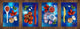 Set von vier dekorativen Schneidbrettern aus Glas – Servierplatten – Käsebretter; MD09 Abstract painting Series: Geometric Hipster