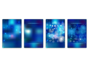 Set von vier dekorativen Schneidbrettern aus Glas – Servierplatten – Käsebretter; MD09 Abstract painting Series: Geometric Hipster