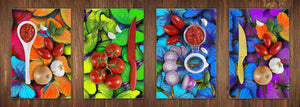 Vier Küchen-Schneidbretter – 20 x 30 cm (8 x 12 Zoll) Glas-Hackbretter; MD08 Full of Color Series: Multicolored Butterflies