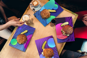 Set of four Decorative Glass Cutting Boards – Serving platters – Cheese Boards MD09 Abstract painting Series:Moon Light