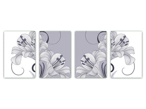 Chopping Board Set – Non-Slip Set of Four Chopping boards; MD06 Flowers Series:Geometric Flowers