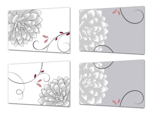 Lot de planches à découper – Lot de quatre planches à découper antidérapantes ; MD06 Série de fleurs:Fleurs créatives