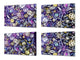 Quatre planches de cuisine – Planches à découper en verre; MD08 Série Pleine de couleur:Couverture géométrique