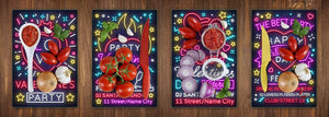 Küchenschneidbretter aus Glas (4-teiliges Set) nicht poröses Glas; MD05 Neon Series: Neon doodles Valentines day 