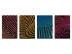 Set von 4 Hackbrettern aus Hartglas mit modernen Designs; MD10 Geometric Art Series: Geometric wavy pattern