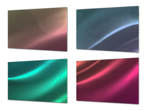 Set von 4 Hackbrettern aus Hartglas mit modernen Designs; MD10 Geometric Art Series: Crazy Dashed lines