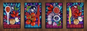 Taglieri da cucina (set di 4 pezzi) in vetro non poroso; MD05 Neon Series:Neon Rock Festival