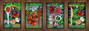Glass Kitchen Cutting Boards (4-Piece Set) Non-porous glass; MD05 Neon Series:Neon St. Patricks Day