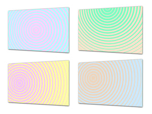 Lot de 4 planches à découper en verre trempé au design moderne ; MD10 Série d'art géométrique:Cercle de couleur