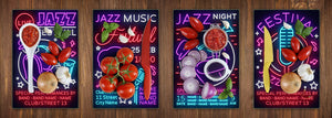 Küchenschneidbretter aus Glas (4-teiliges Set) nicht poröses Glas; MD05 Neon Series: Neon Jazz Festival