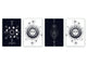 Vier Küchen-Schneidbretter – 20 x 30 cm (8 x 12 Zoll) Glas-Hackbretter; MD08 Full of Color Series: Moonlight vintage engraving