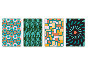 Set von 4 Hackbrettern aus Hartglas mit modernen Designs; MD10 Geometric Art Series: Vector Abstract 1