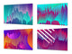 Set von vier dekorativen Schneidbrettern aus Glas – Servierplatten – Käsebretter; MD09 Abstract painting Series: Trendy cosmos