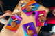 Set von vier dekorativen Schneidbrettern aus Glas – Servierplatten – Käsebretter; MD09 Abstract painting Series: Abstract Fluid