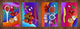 Conjunto de tablas para picar - 4 Tablas de cortar decorativas: Serie de pintura abstracta MD09: Fluido abstracto