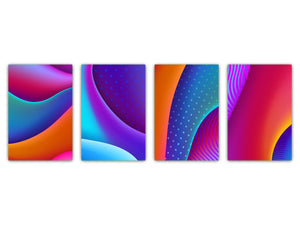 Set von vier dekorativen Schneidbrettern aus Glas – Servierplatten – Käsebretter; MD09 Abstract painting Series: Abstract Fluid