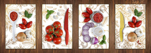 Set von 4 Schneidbrettern aus Hartglas; MD04 Fruits and veggies Series: Vintage with berries