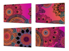 Set von 4 Schneidbrettern – 4-teiliges Käsebrett-Set; MD02 Mandalas Series: Ethnic Mandala