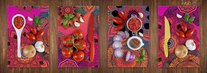 Set of 4 Cutting Boards – 4-piece Cheese Board set; MD02 Mandalas Series:Ethnic Mandala