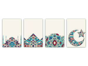 Juego de 4 tablas de cortar: juego de 4 piezas de tabla de quesos; Serie de mandalas MD02: Motivos otomanos