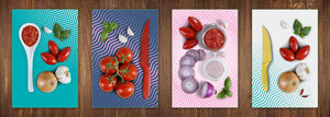 Set of 4 Chopping Boards from Tempered Glass with modern designs; MD10 Geometric Art Series:Halftone shapes