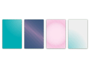 Set von 4 Hackbrettern aus Hartglas mit modernen Designs; MD10 Geometric Art Series: Halftone shapes