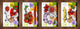 Set of four Glass Cutting Boards from toughened glass; MD04 Fruits and veggies Series:BIO Food labels 1