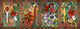 Lot de 4 planches à découper – Lot de 4 plateaux à fromage ; MD02 Série Mandalas: Mandala floral ethnique