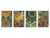 Set of 4 Cutting Boards – 4-piece Cheese Board set; MD02 Mandalas Series:Ethnic floral Mandala