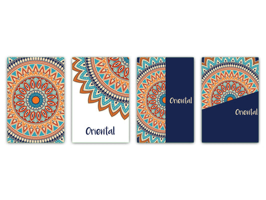 Lot de 4 planches à découper – Lot de 4 plateaux à fromage ; MD02 Série Mandalas: Mandalas tribaux