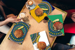 Set of 4 Cutting Boards – 4-piece Cheese Board set; MD02 Mandalas Series:Tribal Mandala doodle