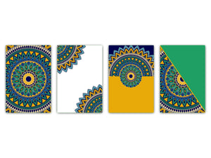 Set von 4 Schneidbrettern – 4-teiliges Käsebrett-Set; MD02 Mandalas Series: Tribal Mandala doodle